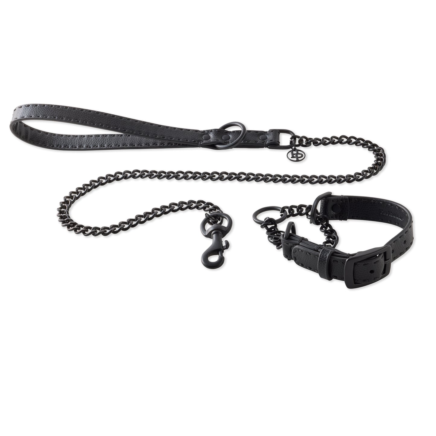 REIN SUPREME Martingale & Leash Set in Black Beauty - Pet Passion vegan leather dog collar and leash set