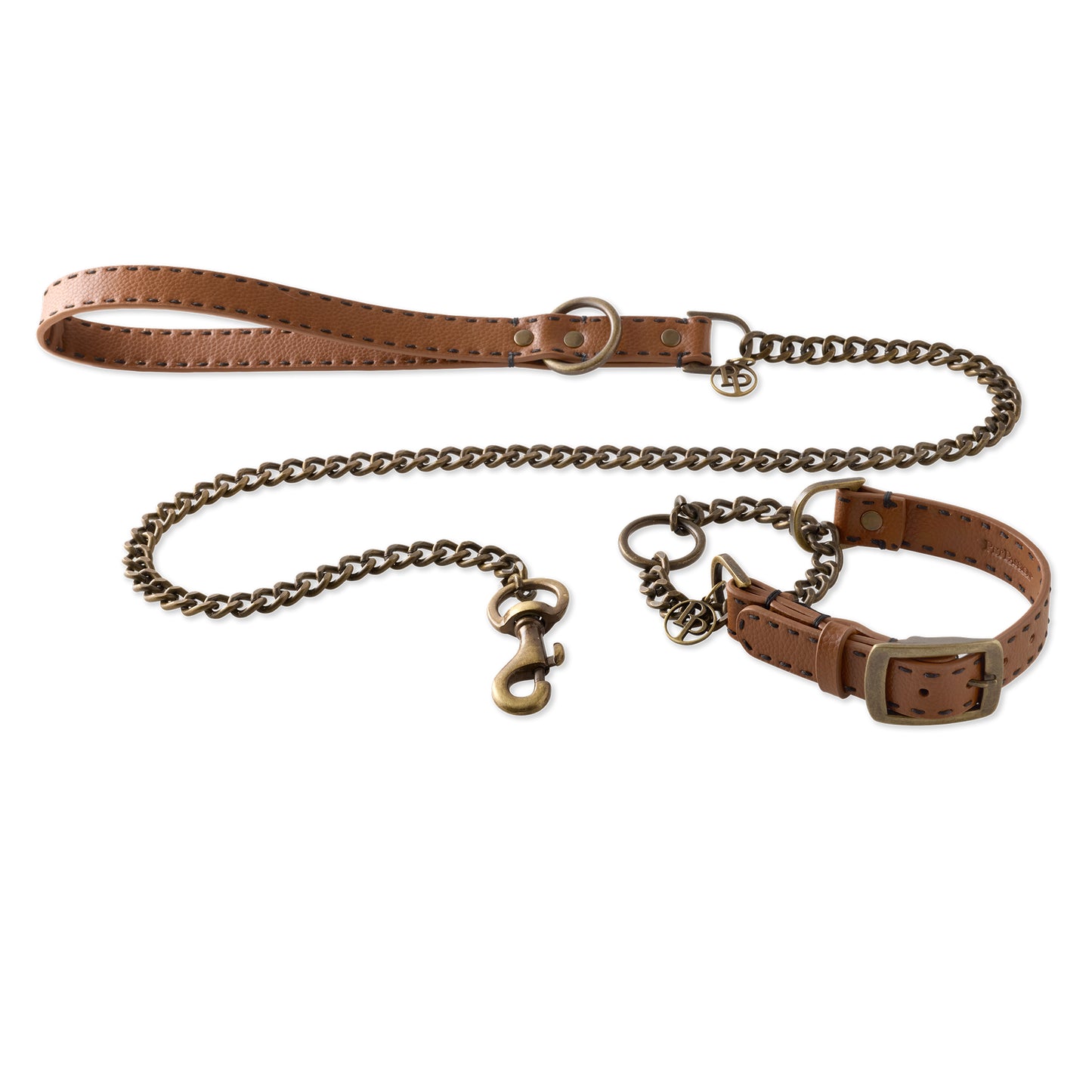 REIN SUPREME - CHAIN MARTINGALE & LEASH SET - CHESTNUT HUNTER