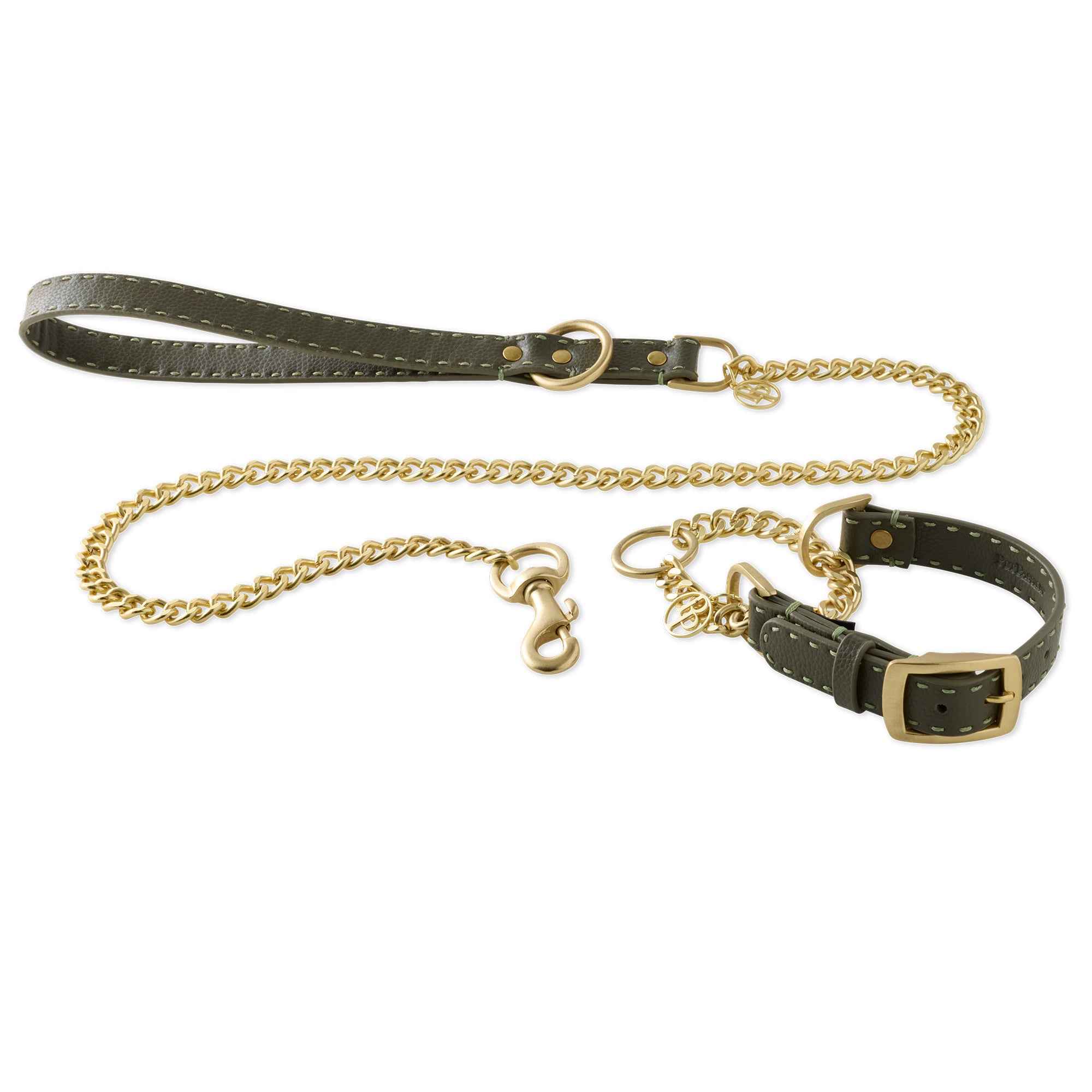 REIN SUPREME - CHAIN MARTINGALE & LEASH SET - SCOTTISH OLIVE