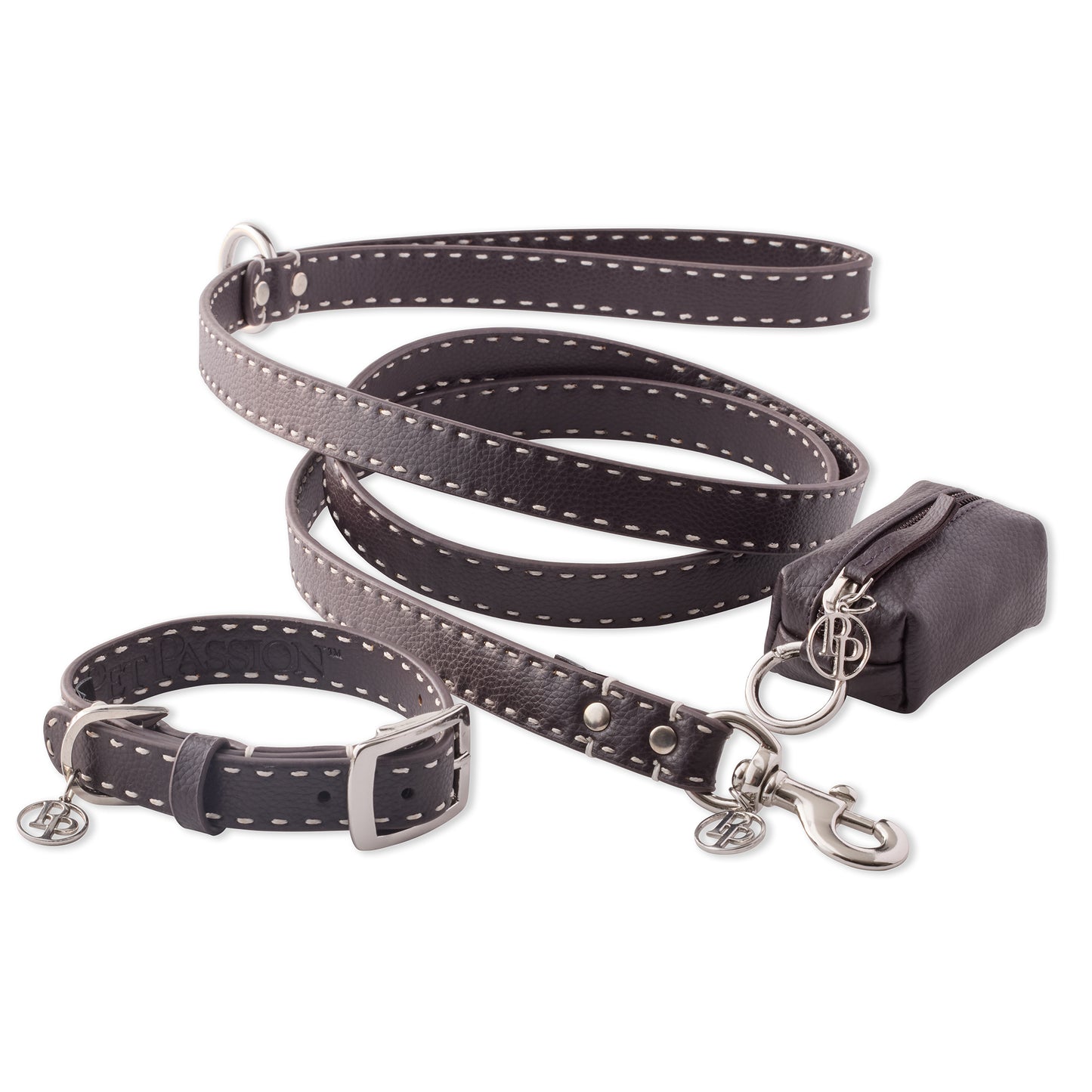 LET IT REIN - COLLAR, LEASH & CADDY SET - CHOCOLATE ESPRESSO