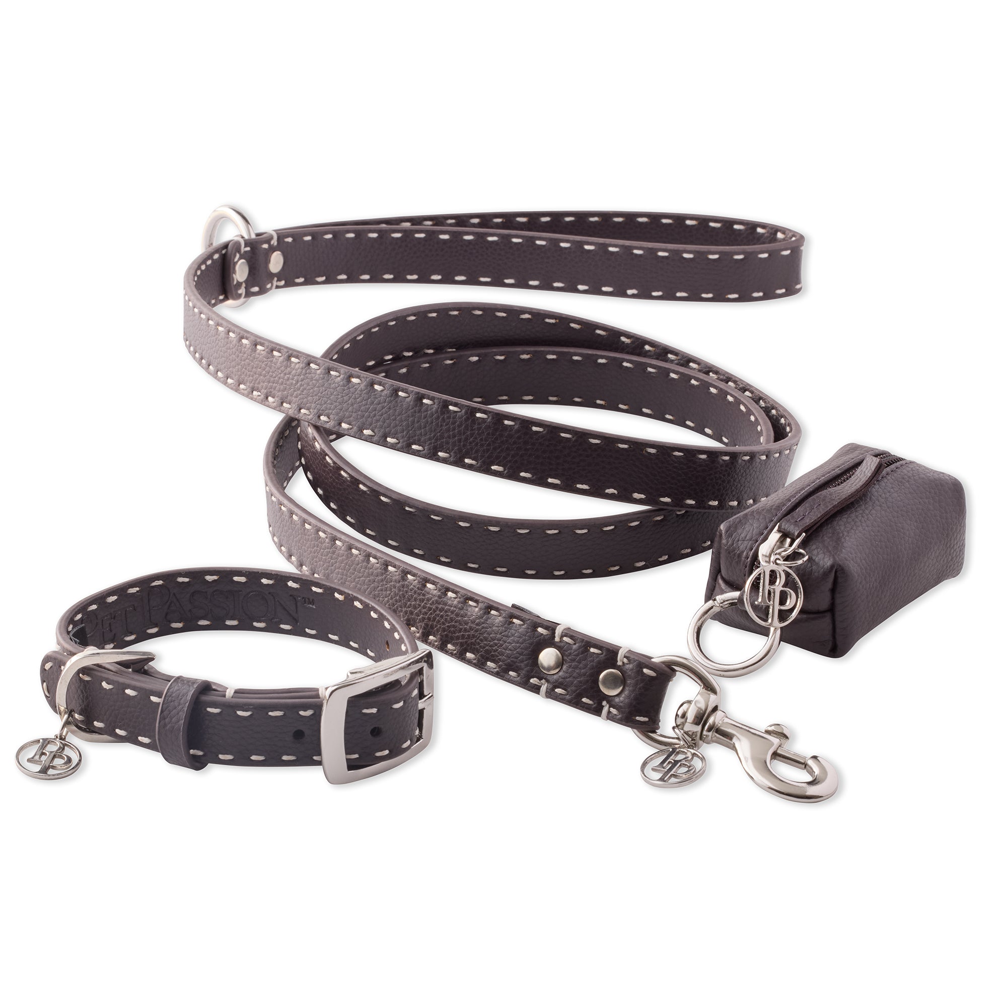 LET IT REIN - COLLAR, LEASH & CADDY SET - CHOCOLATE ESPRESSO