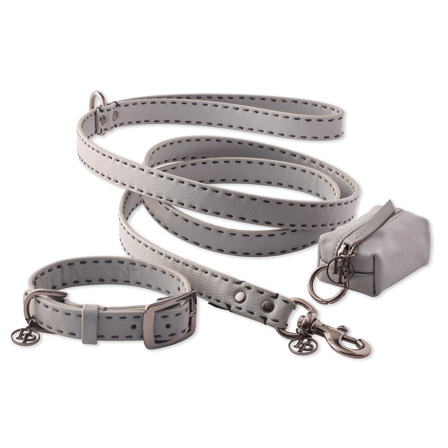 LET IT REIN - COLLAR, LEASH & CADDY SET - GRAY