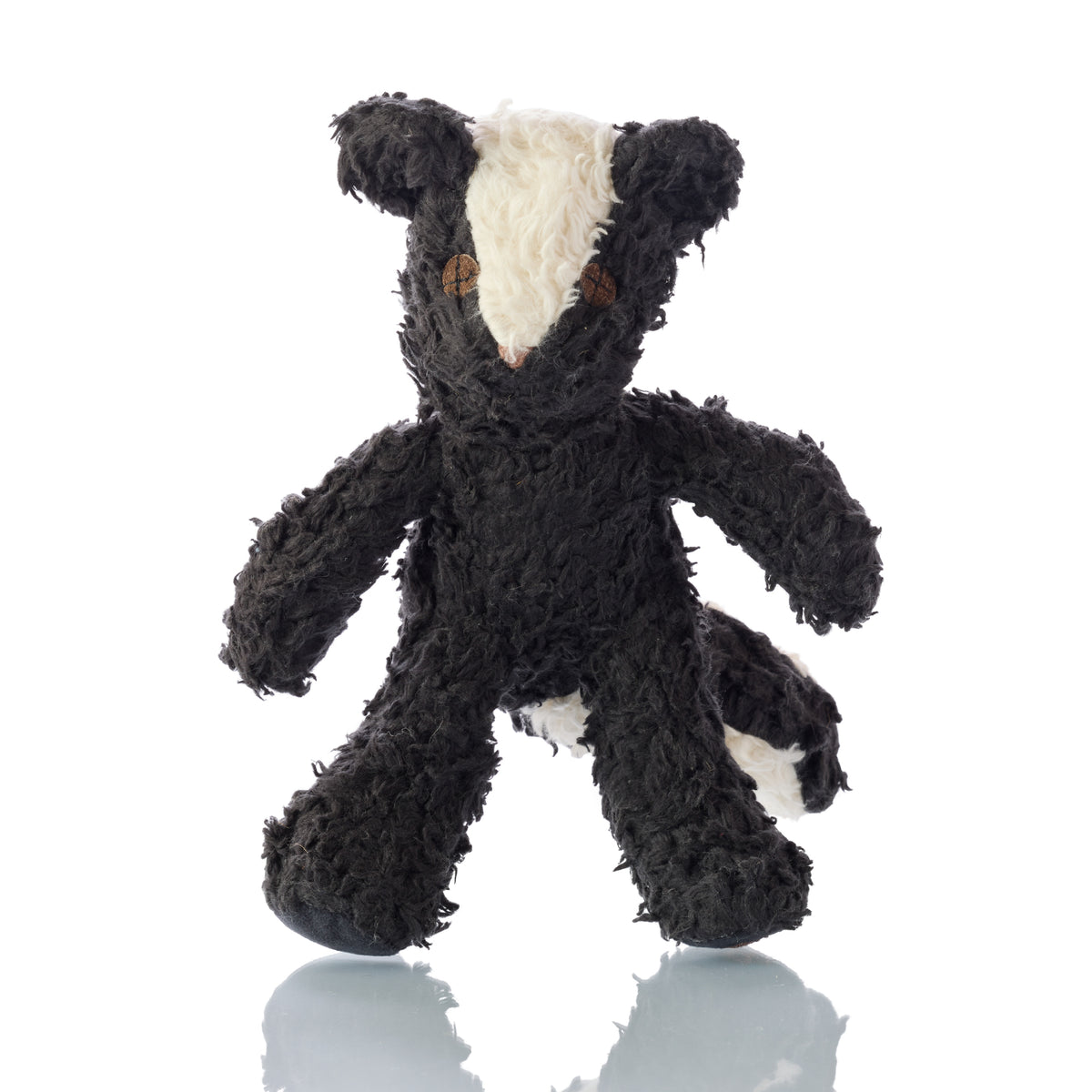 Close-up of woodland animal plush dog toys from Three's Company 3-pack