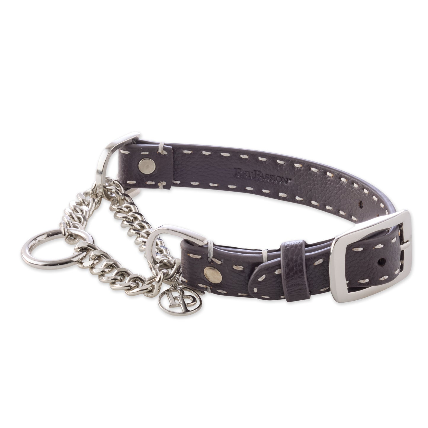 Vegan Rein Leather Martingale Collar in Chocolate Espresso on a white background