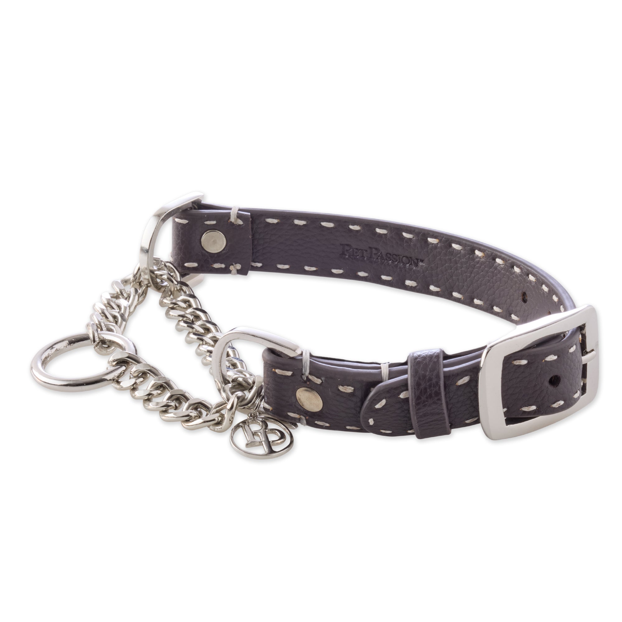 Vegan Rein Leather Martingale Collar in Chocolate Espresso on a white background
