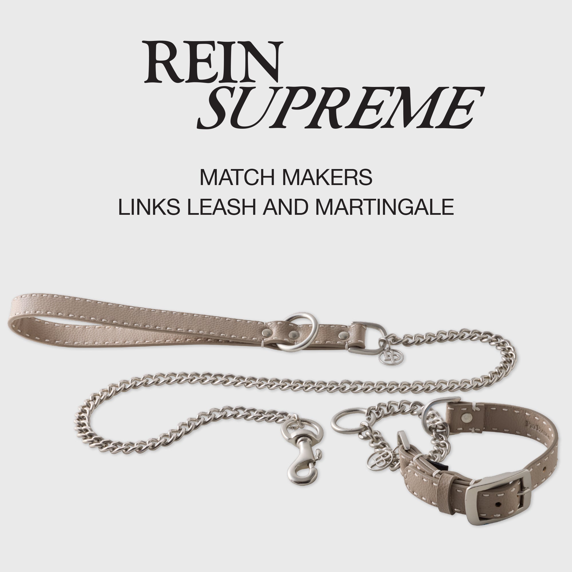 Rein Supreme product page with Link Leash and Martingale layout in Gray