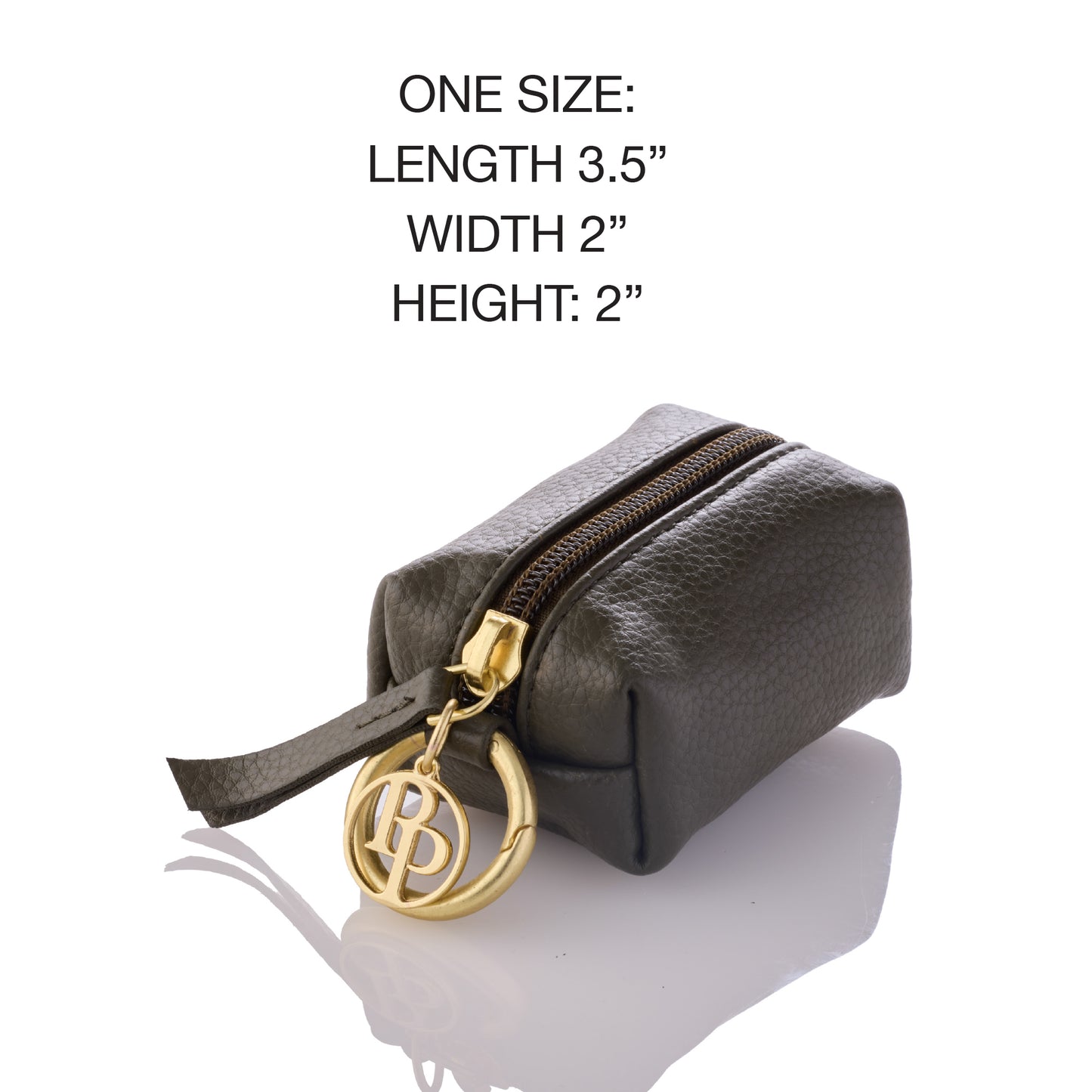 Caddy Bag with product measurements on a white background
