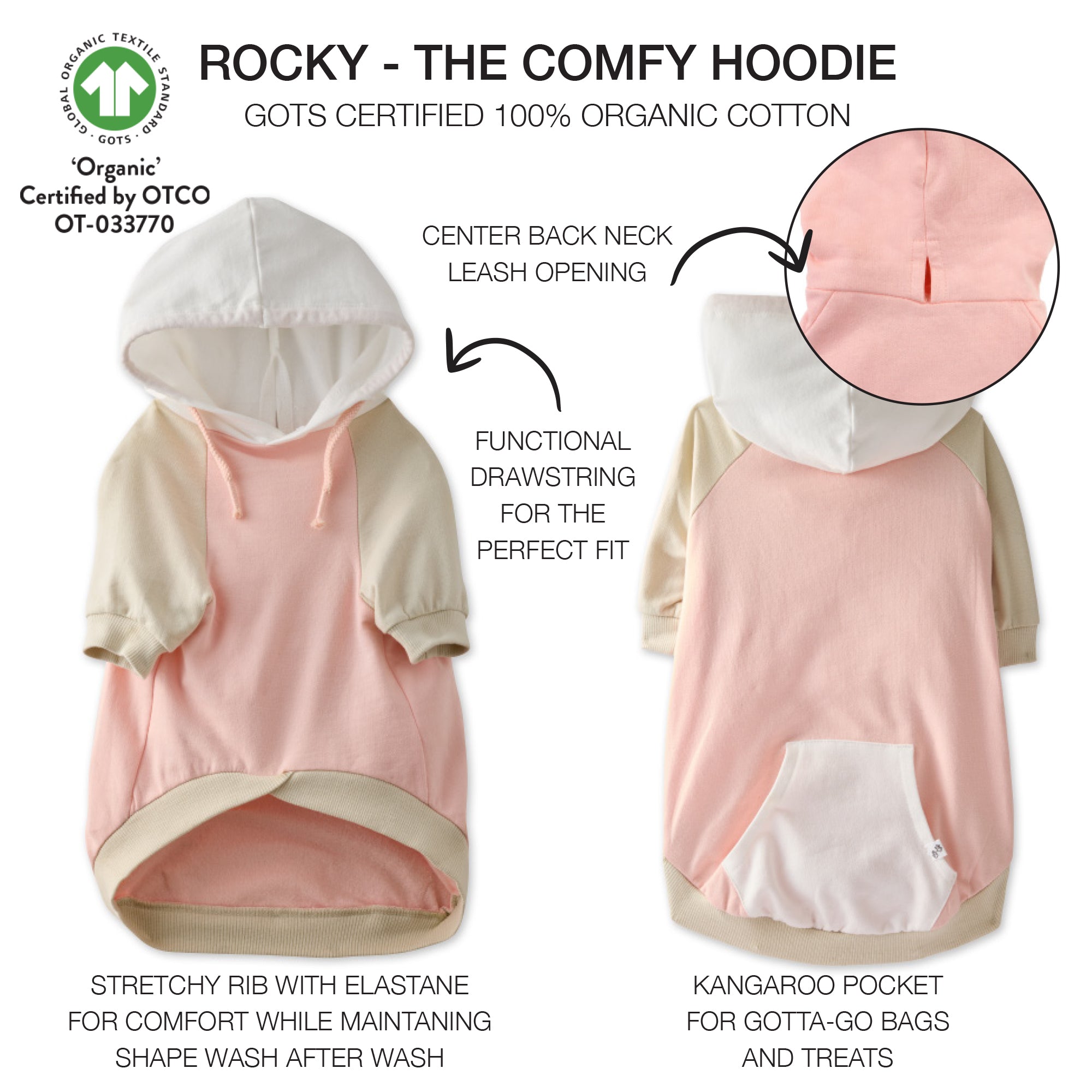 ROCKY - THE COMFY HOODIE, Color Block Pink