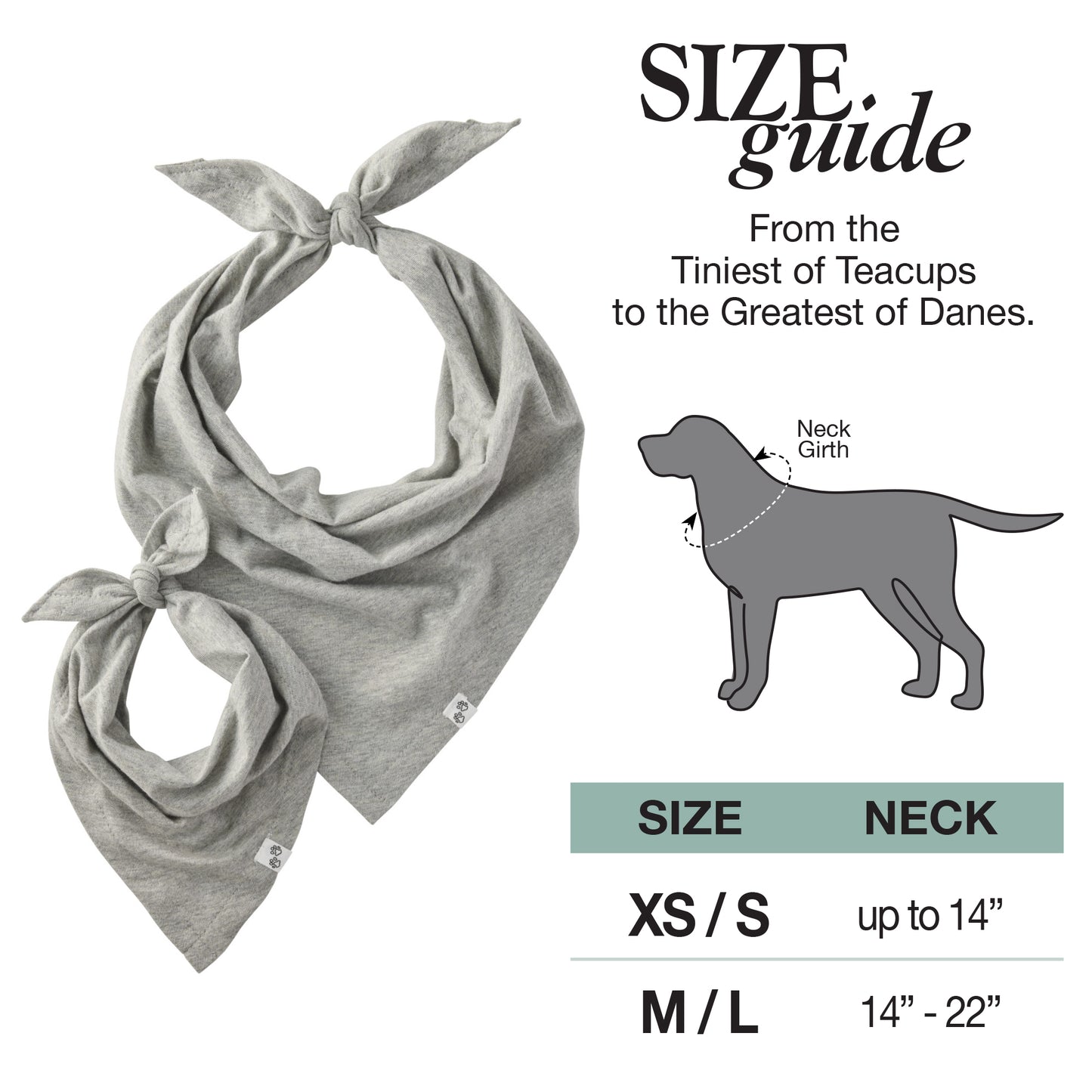 Dog Bandana Size Guide