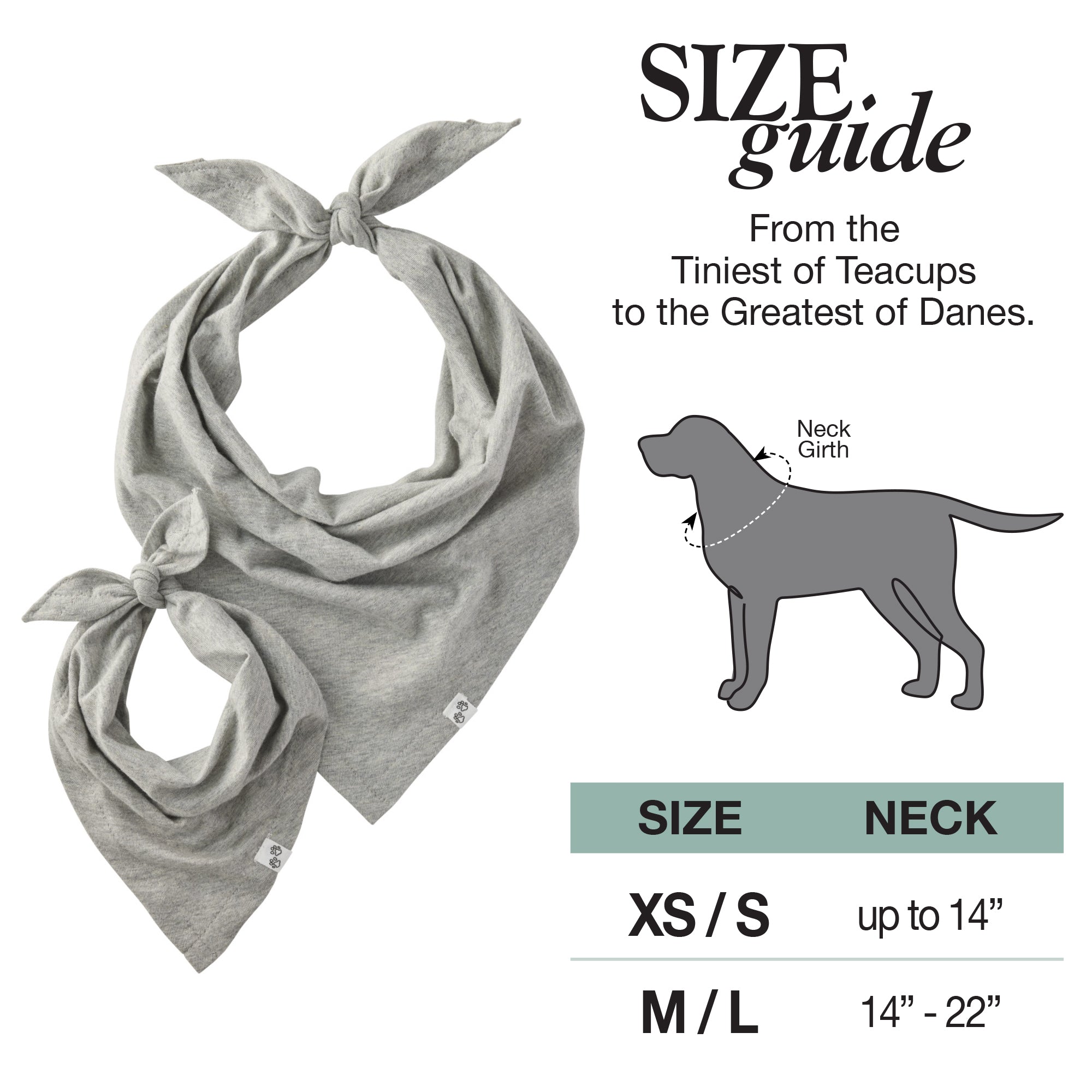 Dog Bandana Size Guide